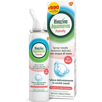 GLAXOSMITHKLINE C.HEALTH.Srl RINAZINA AQUAMARINA FAMILY SPRAY NASALE ISOTONICO 100ML GLAXOSMITHKLINE C.HEALTH.Srl RINAZINA AQUAMARINA FAMILY SPRAY NASALE ISOTONICO 100ML