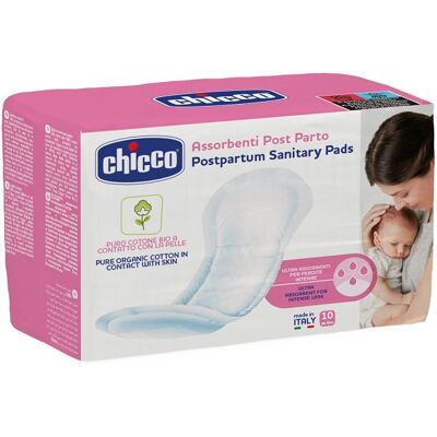Assorbenti Post Parto in Cotone Biologico Chicco - 10 pezzi Assorbenti Post Parto in Cotone Biologico Chicco - 10 pezzi