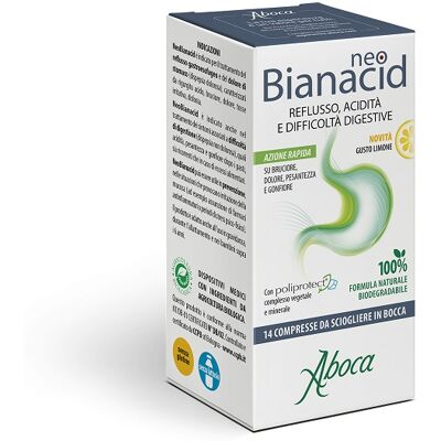 Aboca NeoBianacid - Limone - 14 Compresse Masticabili - Reflusso e Dolore di Stomaco Aboca NeoBianacid - Limone - 14 Compresse Masticabili - Reflusso e Dolore di Stomaco
