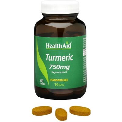 Health Aid Curcuma 750mg Compresse - Antinfiammatorio, Naturale, 60 pezzi Health Aid Curcuma 750mg Compresse - Antinfiammatorio, Naturale, 60 pezzi