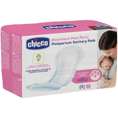 Assorbenti Post Parto in Cotone Biologico Chicco - 10 pezzi Assorbenti Post Parto in Cotone Biologico Chicco - 10 pezzi
