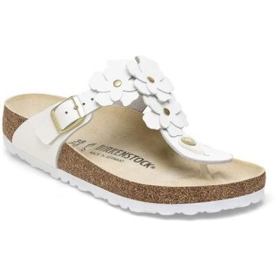 BIRKENSTOCK GIZEH FLOWERS WHITE NATURAL LEATHER 41 BIRKENSTOCK GIZEH FLOWERS WHITE NATURAL LEATHER 41
