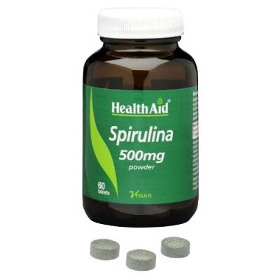Health Aid Spirulina 500 mg Derivata da Erbe Selvatiche 60 Compresse Health Aid Spirulina 500 mg Derivata da Erbe Selvatiche 60 Compresse