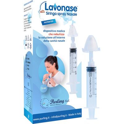 Siringa Spray Nasale Lavonase Purling - 5ml Luer-lock Non sterile con Tappo & Beccuccio Siringa Spray Nasale Lavonase Purling - 5ml Luer-lock Non sterile con Tappo & Beccuccio