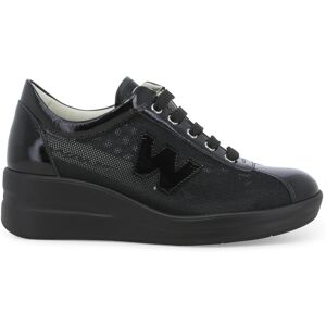 Melluso Sneakers nera in tessuto tecnico con dettagli in vernice r20252q 37.5 Melluso Sneakers nera in tessuto tecnico con dettagli in vernice r20252q 37.5