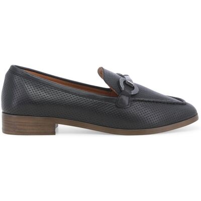 Melluso Mocassino comfort in pelle nera traforata con morsetto 055052q 36 Melluso Mocassino comfort in pelle nera traforata con morsetto 055052q 36