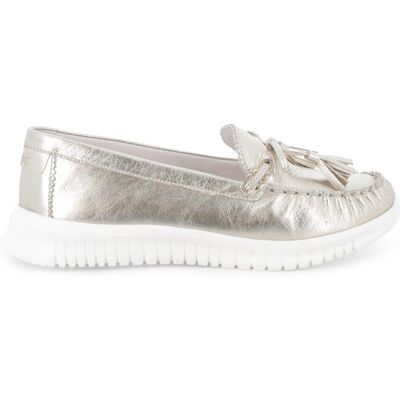Melluso Mocassino comfort in pelle platino con laccetti 055065 35 Melluso Mocassino comfort in pelle platino con laccetti 055065 35