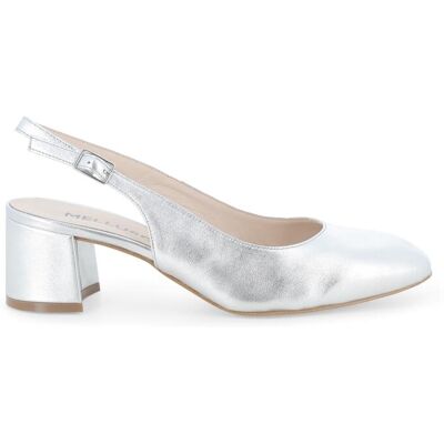 Melluso Décolleté donna slingback chiuso in pelle argento con tacco largo d180q 37 Melluso Décolleté donna slingback chiuso in pelle argento con tacco largo d180q 37