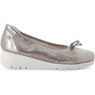 Melluso Décolleté donna comodo su zeppa in pelle platino k55485 37 Melluso Décolleté donna comodo su zeppa in pelle platino k55485 37