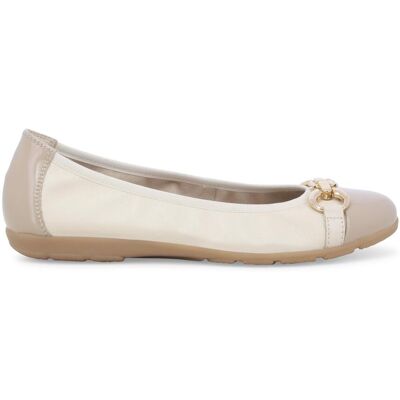 Melluso Ballerina comfort in pelle panna con accessorio dorato k60100bk 36 Melluso Ballerina comfort in pelle panna con accessorio dorato k60100bk 36
