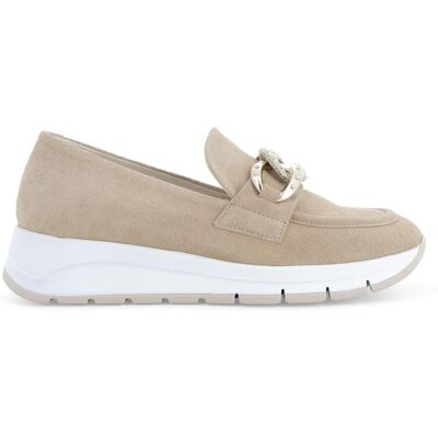 Melluso Mocassino slip-on in camoscio beige con catena r20091 37.5 Melluso Mocassino slip-on in camoscio beige con catena r20091 37.5