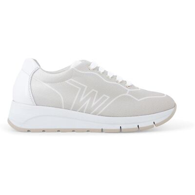 Melluso Sneakers allacciata donna in tessuto tecnico logato beige corda r20097 36 Melluso Sneakers allacciata donna in tessuto tecnico logato beige corda r20097 36