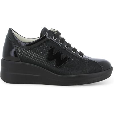 Melluso Sneakers nera in tessuto tecnico con dettagli in vernice r20252q 38.5 Melluso Sneakers nera in tessuto tecnico con dettagli in vernice r20252q 38.5
