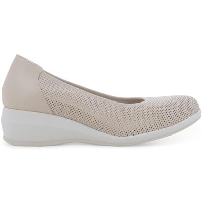 Melluso Décolleté zeppa comfort in pelle beige traforata r30611q 37 Melluso Décolleté zeppa comfort in pelle beige traforata r30611q 37