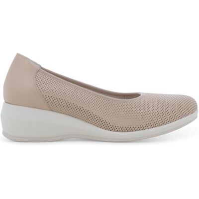 Melluso Décolleté zeppa comfort in pelle rosa cipria traforata r30611q 39 Melluso Décolleté zeppa comfort in pelle rosa cipria traforata r30611q 39