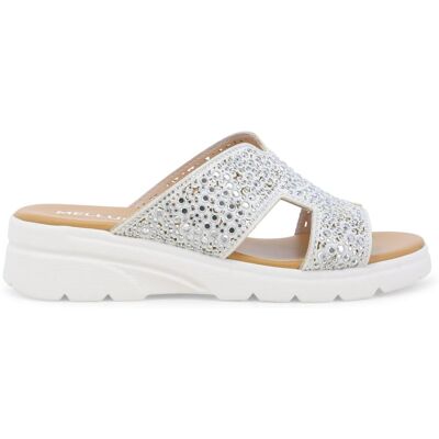 Melluso Ciabatta sportiva con zeppa e strass argento r80232q 42 Melluso Ciabatta sportiva con zeppa e strass argento r80232q 42