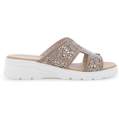 Melluso Ciabatta sportiva con zeppa e strass marrone r80232q 41 Melluso Ciabatta sportiva con zeppa e strass marrone r80232q 41