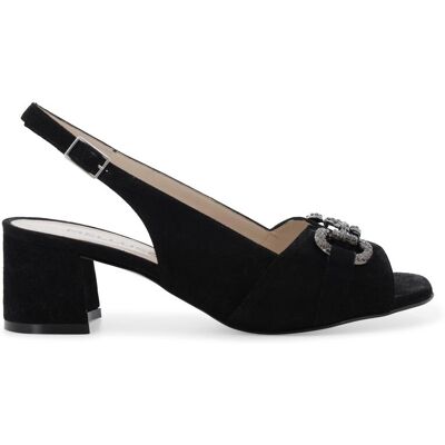 Melluso Sandalo slingback in camoscio nero con fibbia gioiello s641q 34 Melluso Sandalo slingback in camoscio nero con fibbia gioiello s641q 34