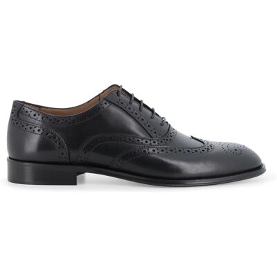 Melluso Stringata oxford in pelle nera con decorazione a coda di rondine uomo in pelle nera brogue u90632 39 Melluso Stringata oxford in pelle nera con decorazione a coda di rondine uomo in pelle nera brogue u90632 39