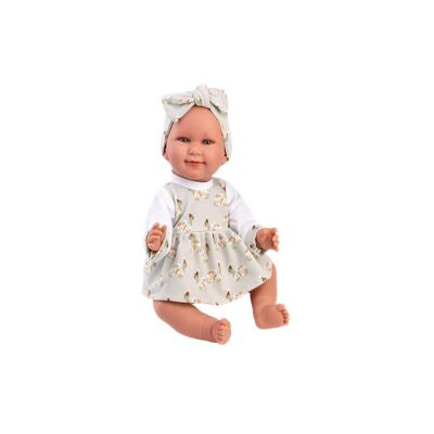 Llorens - Abito Grigio Fantasia Tartarughe Con Fiocco 42cm Llorens - Abito Grigio Fantasia Tartarughe Con Fiocco 42cm