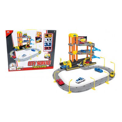 Kidz Corner - Garage Con Pista 3 Piani E 4 Veicoli Kidz Corner - Garage Con Pista 3 Piani E 4 Veicoli