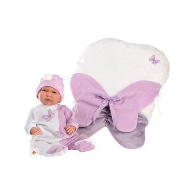 Llorens - Abito Tutina Con Coperta Lilla 42cm Llorens - Abito Tutina Con Coperta Lilla 42cm