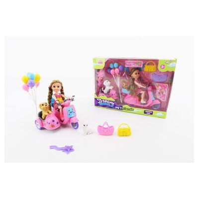 Kidz Corner - Bambolina Con Sidecar E Cuccioli Kidz Corner - Bambolina Con Sidecar E Cuccioli