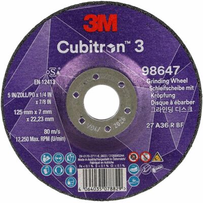 Disco abrasivo 3M - Grano ceramico, T27, 125mm Disco abrasivo 3M - Grano ceramico, T27, 125mm