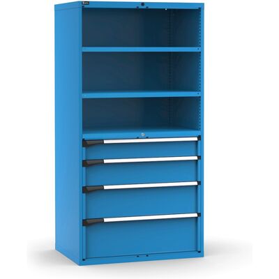 Armadio Fami Master 4 cassetti estrazione totale e 2 ripiani blu, 1020x726x2000mm Armadio Fami Master 4 cassetti estrazione totale e 2 ripiani blu, 1020x726x2000mm