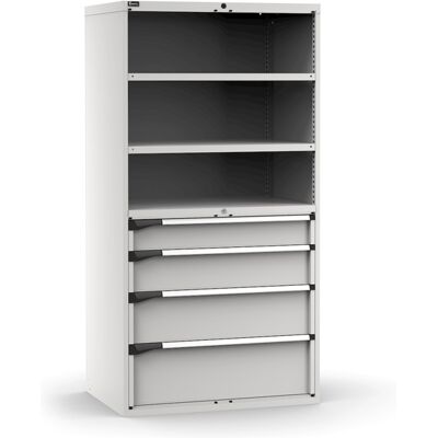 Armadio Fami Master 4 cassetti estrazione totale e 2 ripiani grigio, 1020x726x2000mm Armadio Fami Master 4 cassetti estrazione totale e 2 ripiani grigio, 1020x726x2000mm