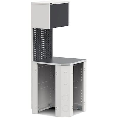 Modulo angolare Fami GARAGE114 con pensile e piano acciaio, 744x714x2000mm Modulo angolare Fami GARAGE114 con pensile e piano acciaio, 744x714x2000mm