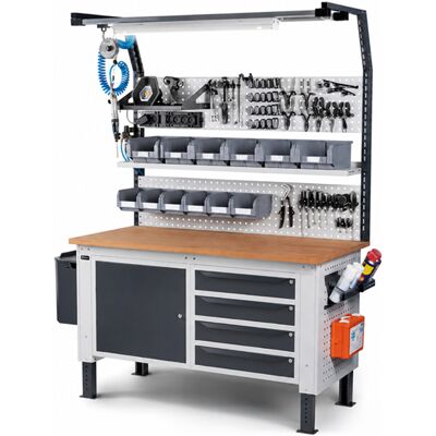Banco da lavoro Fami Work Up regolabile con piano in legno, allestimento WORK1513 Banco da lavoro Fami Work Up regolabile con piano in legno, allestimento WORK1513