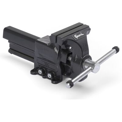 Morsa da banco professionale in acciaio Fami con base fissa e ganasce stringitubo Morsa da banco professionale in acciaio Fami con base fissa e ganasce stringitubo