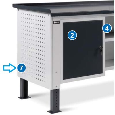 Pannello laterale per banco Fami Work forato quadro 10x10 RAL7035 610Lx669H Pannello laterale per banco Fami Work forato quadro 10x10 RAL7035 610Lx669H