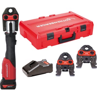 Rothenberger pressatrice Romax 4000 AMPShare con batteria, caricabatterie e 3 ganasce U Rothenberger pressatrice Romax 4000 AMPShare con batteria, caricabatterie e 3 ganasce U