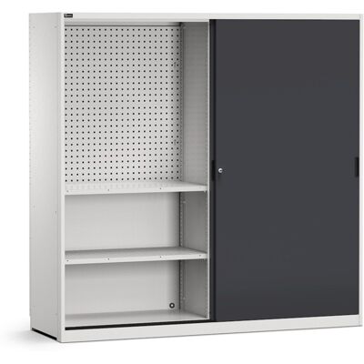 Armadio officina Fami Perfom 2040x650x2000mm con ante scorrevoli e piani/pannelli forati Armadio officina Fami Perfom 2040x650x2000mm con ante scorrevoli e piani/pannelli forati
