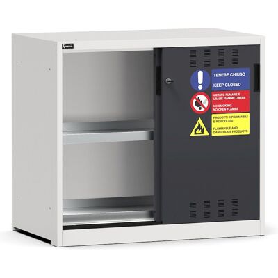 Armadio officina Fami Perfom 1020x600x915mm con ante scorrevoli fessurate e 2 vasche Armadio officina Fami Perfom 1020x600x915mm con ante scorrevoli fessurate e 2 vasche