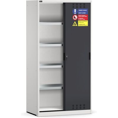 Armadio officina Fami Perfom 1020x600x2000mm con ante scorrevoli fessurate e 4 vasche Armadio officina Fami Perfom 1020x600x2000mm con ante scorrevoli fessurate e 4 vasche