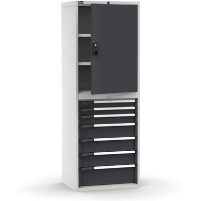 Armadio ante battenti Fami 714x573x2000mm bicolore con 7 cassetti e 3 piani regolabili Armadio ante battenti Fami 714x573x2000mm bicolore con 7 cassetti e 3 piani regolabili