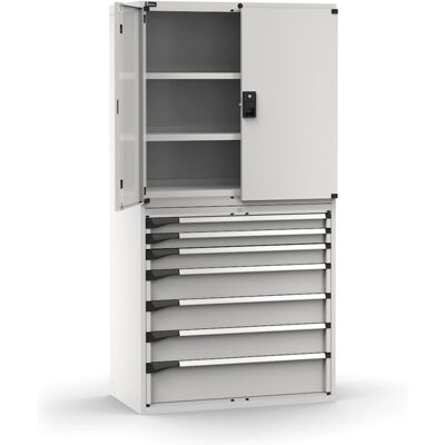 Armadio ante battenti Fami Master 7 cassetti regolabili e 3 ripiani grigio, 1020x573x2000mm Armadio ante battenti Fami Master 7 cassetti regolabili e 3 ripiani grigio, 1020x573x2000mm