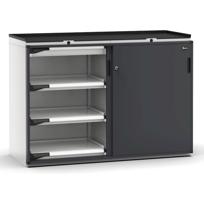 Armadio ante scorrevoli Fami Master 2 cassetti e 6 piani estraibili bicolore, 1428x573x1022mm Armadio ante scorrevoli Fami Master 2 cassetti e 6 piani estraibili bicolore, 1428x573x1022mm