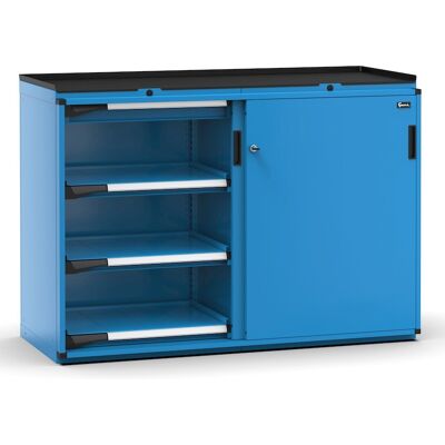 Armadio ante scorrevoli Fami Master 2 cassetti e 6 piani regolabili blu, 1428x573x1022mm Armadio ante scorrevoli Fami Master 2 cassetti e 6 piani regolabili blu, 1428x573x1022mm