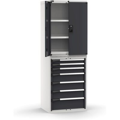 Armadio ante battenti Fami Master 7 cassetti e 3 piani regolabili bicolore, 714x573x2000mm Armadio ante battenti Fami Master 7 cassetti e 3 piani regolabili bicolore, 714x573x2000mm