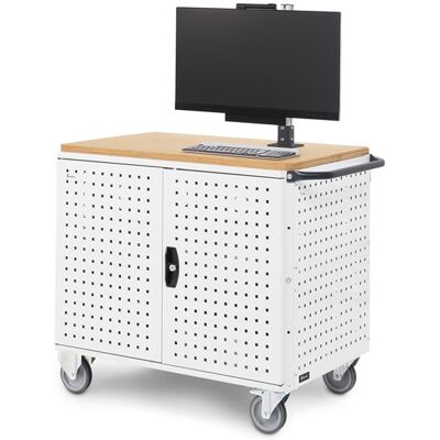 Carrello porta utensili Fami Clever Large piano in legno chiuso con piastra porta monitor VESA Carrello porta utensili Fami Clever Large piano in legno chiuso con piastra porta monitor VESA