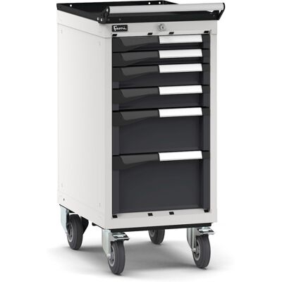 Carrello portautensili Fami Master con 6 cassetti ad estrazione regolabile bicolore, 408x573x922mm Carrello portautensili Fami Master con 6 cassetti ad estrazione regolabile bicolore, 408x573x922mm