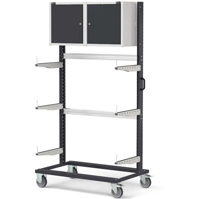 Carrello rastrelliera Fami Bin Cart 1013 con pannello forato e pensili, 1067x668x1965mm Carrello rastrelliera Fami Bin Cart 1013 con pannello forato e pensili, 1067x668x1965mm