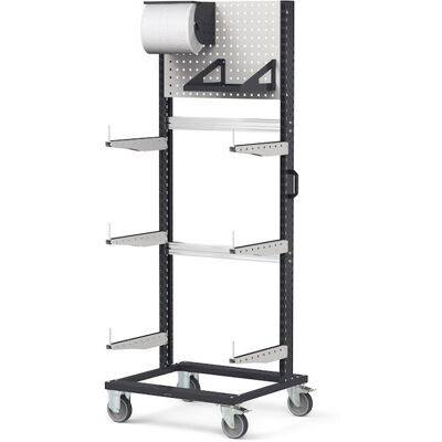 Carrello rastrelliera Fami Bin Cart 0709 con pannello forato e accessori, 761x668x1965mm Carrello rastrelliera Fami Bin Cart 0709 con pannello forato e accessori, 761x668x1965mm