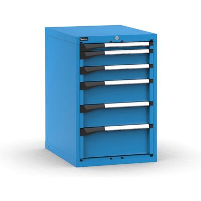 Cassettiera da banco Fami Master blu con 6 cassetti ad estrazione regolabile 561x726x850mm Cassettiera da banco Fami Master blu con 6 cassetti ad estrazione regolabile 561x726x850mm