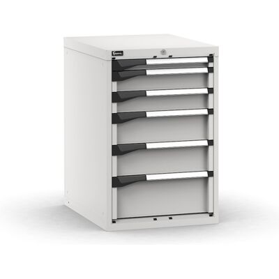 Cassettiera da banco Fami Master grigio con 6 cassetti ad estrazione regolabile 561x726x850mm Cassettiera da banco Fami Master grigio con 6 cassetti ad estrazione regolabile 561x726x850mm