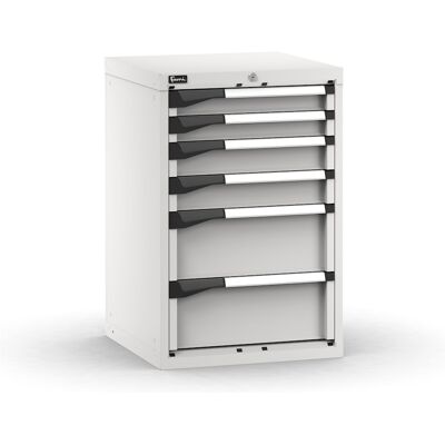 Cassettiera da banco Fami Master grigio a 6 cassetti per materiali voluminosi 561x573x850mm Cassettiera da banco Fami Master grigio a 6 cassetti per materiali voluminosi 561x573x850mm